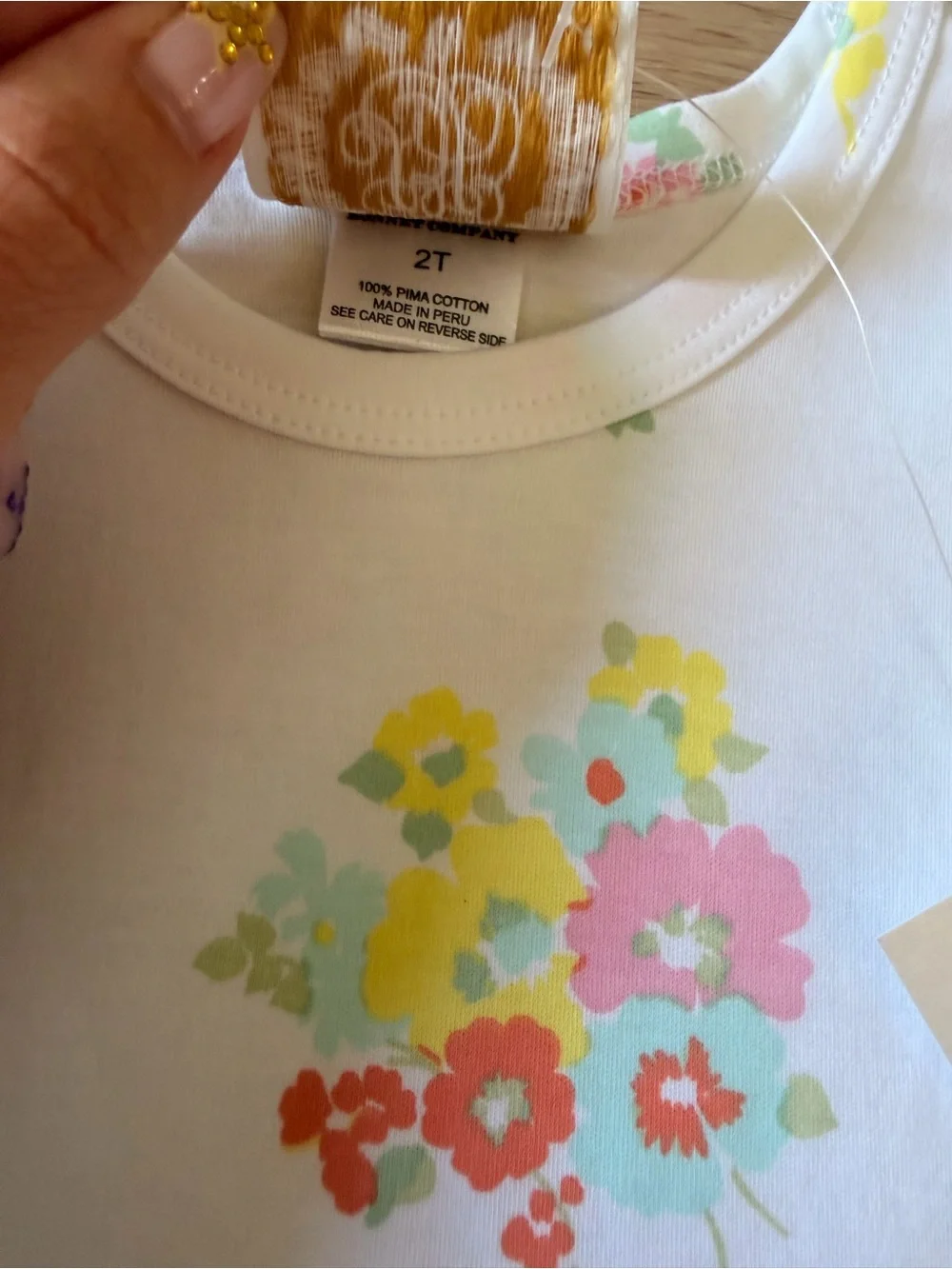 White Floral Print A-Line Dress with Pink, Yellow and Mint Accents